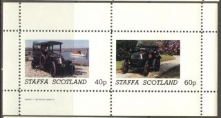 Staffa (br.  Local) 1982 Old Cars Sheet Of 2 Ns189 photo