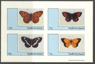 Staffa (br.  Local) 1981 Butterflies Sheet Of 4 Imperf.  Ns216 photo