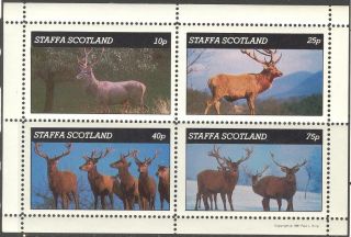 Staffa (br.  Local) 1981 Animals Deers Sheet Of 4 Ns218 photo