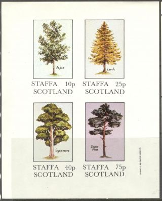 Staffa (br.  Local) 1982 Trees Aspen Larch Pine Sycamore Sh.  4 Imperf Ns233 photo