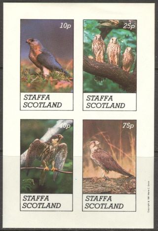Staffa (br.  Local) 1981 Birds Ii Eagles Owls Sheet 4 Imperf.  Ns266 photo