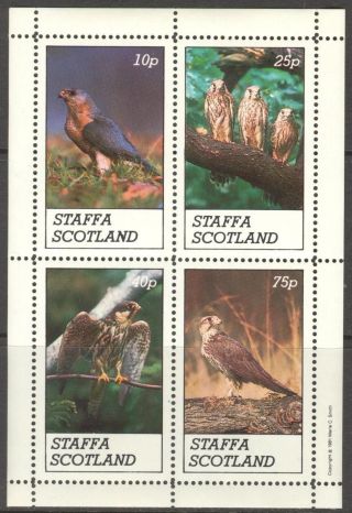 Staffa (br.  Local) 1981 Birds Ii Eagles Owls Sheet 4 Ns267 photo