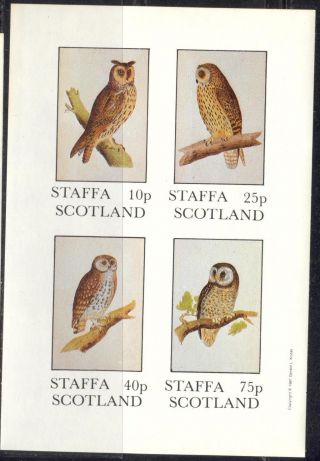 Staffa (br.  Local) 1981 Birds Xv Owls Sheet 4 Imperf.  Ns292 photo