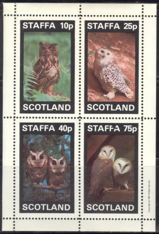 Staffa (br.  Local) 1981 Birds Xvi Owls Sheet 4 Ns293 photo
