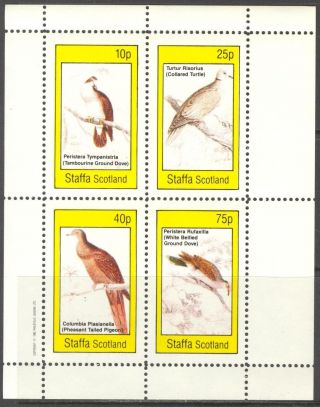 Staffa (br.  Local) 1982 Birds Iv Pigeons Sheet 4 Ns302 photo