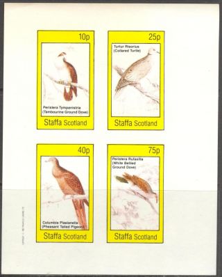 Staffa (br.  Local) 1982 Birds Iv Pigeons Sheet 4 Imperf.  Ns303 photo