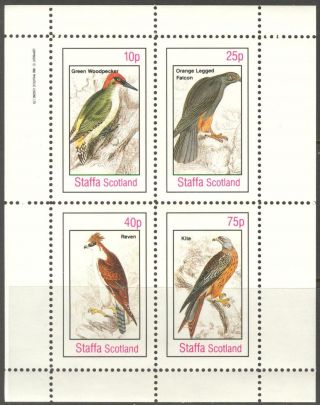 Staffa (br.  Local) 1982 Birds Vii Falcon Woodpecker Sheet 4 Ns309 photo