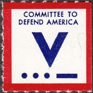 Stamp Label Us 1941 Wwii Committee To Defend America Morse Code Victory photo