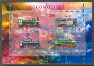 2013 Trains Locomotives Sheet Of 4 Civ229 photo