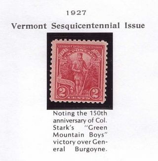 Usa Scott 643 1927 Vermont Sesquicentennial - Og - photo
