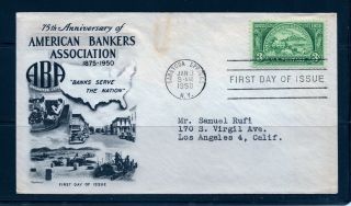 First Day Cover American Bankers 75th Anniversary 3c 987 Fleetwood Fdc 1950 photo