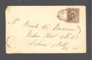 Canada/nova Scotia.  1868.  West River Station To Salem Mass.  Us.  Scott 27.  V.  Scarce photo