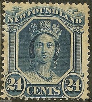 Canada,  Newfoundland 1865 Sc 31,  24¢ Blue, ,  Vf,  Ng - Cv $70.  00 photo