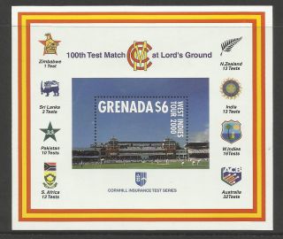 Grenada 2000 Lord ' S Cricket 100th Centenary Test Match Souv Sheet photo