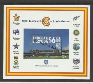 Barbuda Mail 2000 Lord ' S Cricket 100th Centenary Test Match Souv Sheet photo