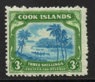 Cook Islands Sg145 1945 3/= Light Blue & Emerald - Green Mtd photo
