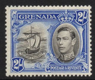 Grenada Sg161a 1941 2/= Black & Ultramarine P13½x12½ Mtd photo