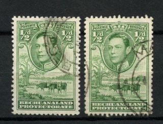 Bechuanaland Protectorate 1938 - 52 1/2d Green Kgvi X 2 Shades A9857 photo