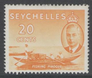 Seychelles Sg163 1952 20c Orange - Yellow Mtd photo