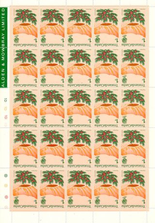 Tristan Da Cunha 1972 Definitives 1p Inverted Watermark Complete Sheet photo