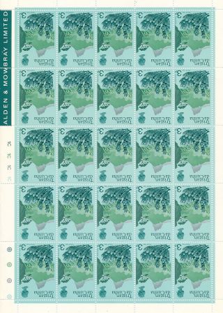 Tristan Da Cunha 1972 Definitives 3p Inverted Watermark Complete Sheet photo