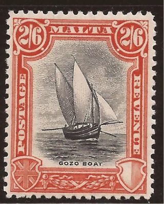 1930 Malta 2s6d Kgv Inscr.  Postage & Revenue - Gozo Boat Mh Sg206 Commonwealth photo