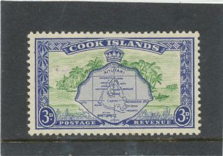 Cook Islands 1949 3d Green & Ultramarine Sg153 Mm photo