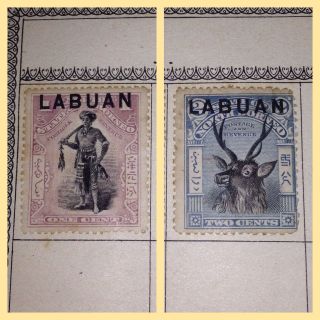 Labuan Qv 1897 - 1901 1c Dull Claret & Black + 2c Blue & Black As Per Scans photo