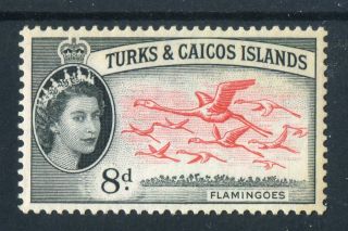 Turks & Caicos Islands 1957 Qeii.  8d Black & Vermilion. .  Og. photo