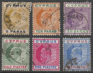 Cyprus.  1904 - 10 Kevii.  6 Values To 2pi.  Mult Crown Ca W/m B3017 photo