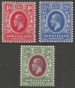Somaliland Protectorate.  1912 - 19 Kgv.  3 Mh Values To 3a.  Mult Crown Ca W/m B4303 photo