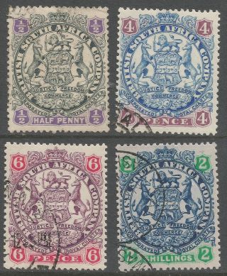 Rhodesia.  1896 - 1897 Arms.  Die Ii.  ½d,  4d,  6d,  2/ -.  B4110 photo