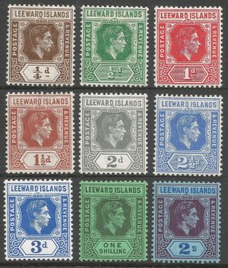 Leeward Islands.  1938 - 51 Kgvi.  9 Mh Values To 2/ -.  B3415 photo