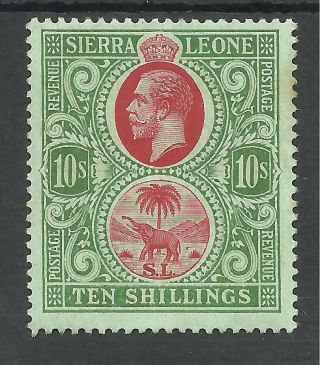 Sierra Leone Sg127 The 1912 - 21 Gv 10/ - Red&green/green Fresh Cat £100 photo