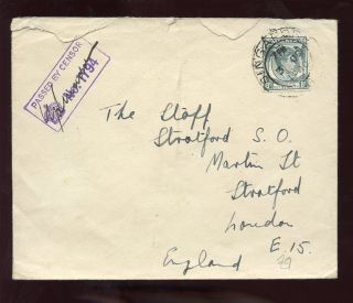 Singapore 1940 Solo 8c To London. . .  Crown Boxed Censor photo