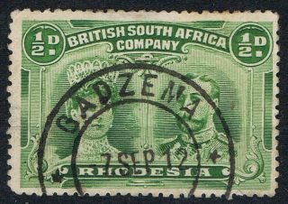 Rhodesia Double Heads ½d Green Sg120 Gadzema Dc Post Mark photo