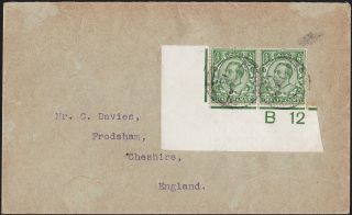 Gb Abroad In Ascension Downey Head 1/2d.  Green Pair.  Rare Cover photo