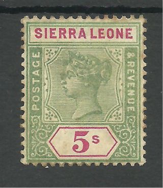Sierra Leone Sg52 The 1896 - 7 Qv 5/ - Green And Carmine Mounted C.  £90 photo