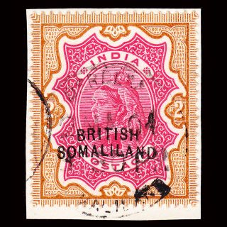 Somaliland On India Qv 2r Variety Curved Overprint Sg 22a On Piece photo