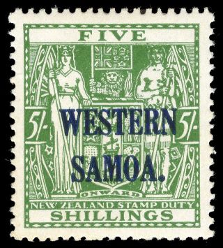 Samoa 1945 Kgvi 5s Green Cat £21 ($42).  Sg 208.  Sc 196. photo