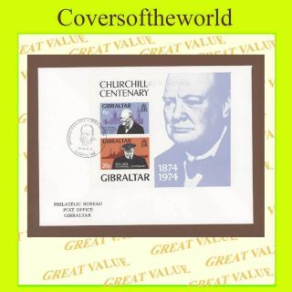Gibraltar 1974 Churchill Miniature Sheet On Bureau First Day Cover photo