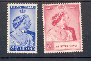 St Kitts Nevis Kgvi 1949 Rsw Issue Sg80 Sg81 Royal Silver Wedding Omnibus photo