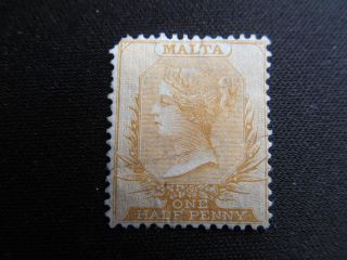 1880 Pen Cancelled 1/2 Penny Malta Stamp,  3c,  Cv $110.  00 photo