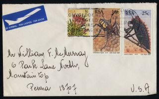 South Africa 475,  690,  2 On Cover - Insects,  Flowers photo