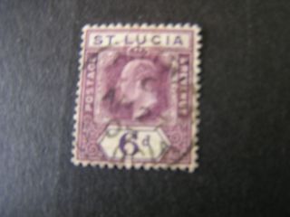 St.  Lucia,  Scott 61,  6p.  Value Violet & Red Violet 1907 - 10 Kev11 Issue photo