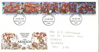 19 July 1988 Spanish Armada Royal Mail First Day Cover Kingston U Thames Fdi photo