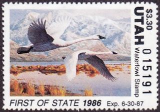 1986 Utah State Duck Stamp Never Hinged Vf photo