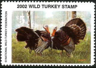 2002 Wild Turkey Stamp - Scarce Nwtf Stamp - - Giant - Anywhere photo
