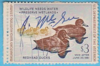 1960 Duck Stamp $3 Redheads,  Rw27 photo