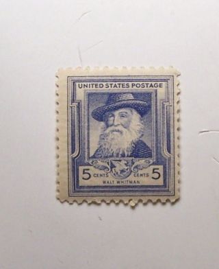 Walt Whitman 5c (1) Stamp Cat 867 F/v20c C/v $2.  00 L/h O/g photo